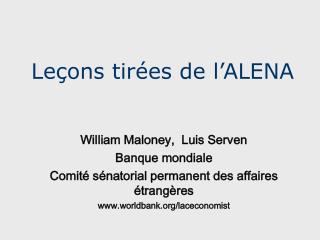 Leçons tirées de l’ALENA