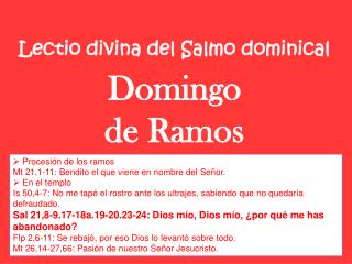 Lectio divina del Salmo dominical Domingo de Ramos