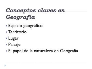 Conceptos claves en Geografía