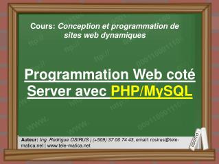 Programmation Web coté Server avec PHP/ MySQL