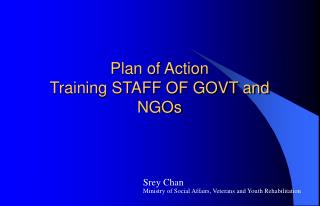 Plan of Action Training STAFF OF GOVT and NGOs