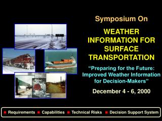 Symposium On WEATHER INFORMATION FOR SURFACE TRANSPORTATION “Preparing for the Future: Improved Weather Information for