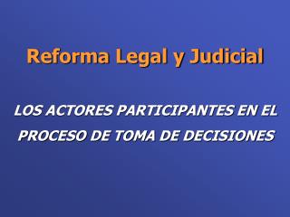 Reforma Legal y Judicial LOS ACTORES PARTICIPANTES EN EL PROCESO DE TOMA DE DECISIONES