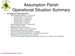 Assumption Parish Operational Situation Summary