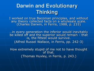 Darwin and Evolutionary Thinking