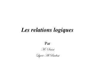 Les relations logiques