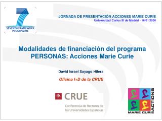 Modalidades de financiación del programa PERSONAS: Acciones Marie Curie