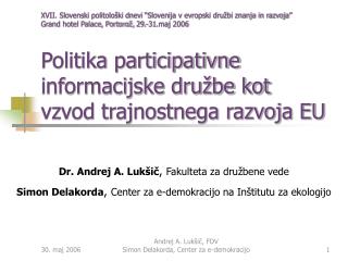Dr. Andrej A. Lukšič , Fakulteta za družbene vede