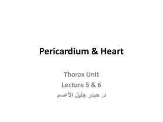 Pericardium &amp; Heart