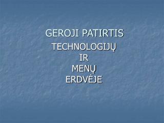 GEROJI PATIRTIS