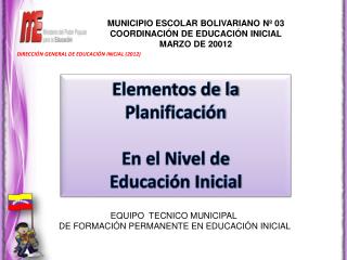 Elementos de la Planificación En el Nivel de Educación Inicial