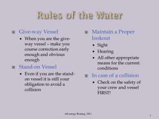 Rules of the Water