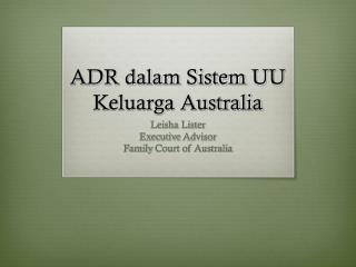 ADR dalam Sistem UU Keluarga Australia