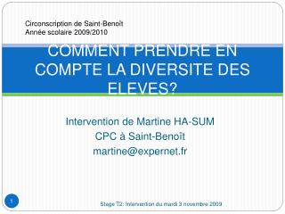 COMMENT PRENDRE EN COMPTE LA DIVERSITE DES ELEVES?