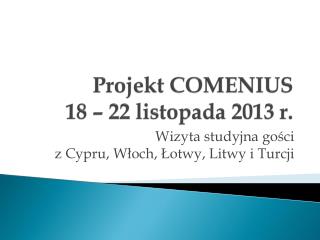 Projekt COMENIUS 18 – 22 listopada 2013 r.