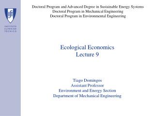 Ecological Economics Lecture 9