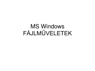 MS Windows FÁJLMŰVELETEK