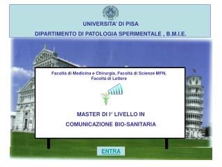 UNIVERSITA’ DI PISA DIPARTIMENTO DI PATOLOGIA SPERIMENTALE , B.M.I.E.