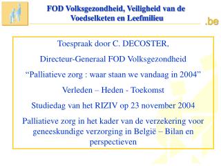 FOD Volksgezondheid, Veiligheid van de Voedselketen en Leefmilieu