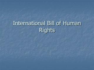 International Bill of Human Rights