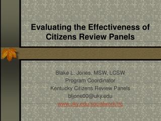 Evaluating the Effectiveness of Citizens Review Panels