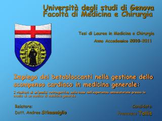 Università degli studi di Genova Facoltà di Medicina e Chirurgia