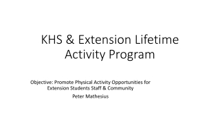 KHS & Extension Lifetime Activity Program