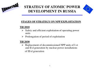 STRATEGY OF ATOMIC POWER DEVELOPMENT IN RUSSIA