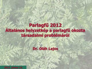 Parlagfű 2012 Általános helyzetkép a parlagfű okozta társadalmi problémáról Dr. Oláh Lajos
