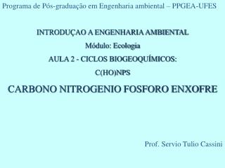 Programa de Pós-graduação em Engenharia ambiental – PPGEA-UFES