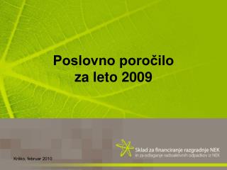 Poslovno poročilo za leto 2009