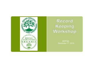 Record Keeping Workshop