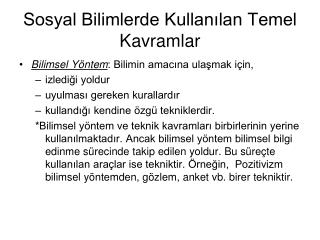 Sosyal Bilimlerde Kullanılan Temel Kavramlar