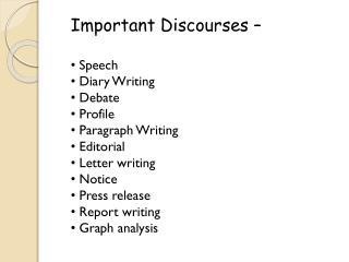 Important Discourses – Speech Diary Writing Debate Profile Paragraph Writing Editorial