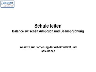 Schule leiten Balance zwischen Anspruch und Beanspruchung