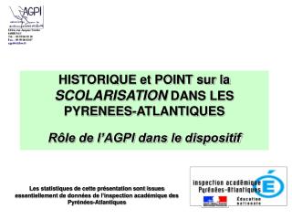 HISTORIQUE et POINT sur la SCOLARISATION DANS LES PYRENEES-ATLANTIQUES