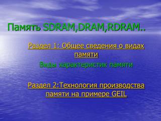 Память SDRAM,DRAM,RDRAM..