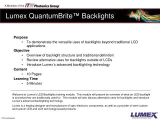 Lumex QuantumBrite ™ Backlights