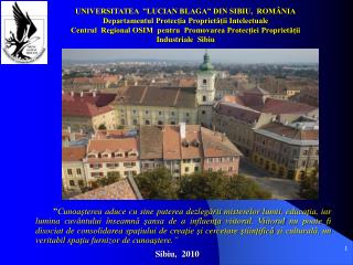 UNIVERSITATEA ”LUCIAN BLAGA” DIN SIBIU, ROMÂNIA