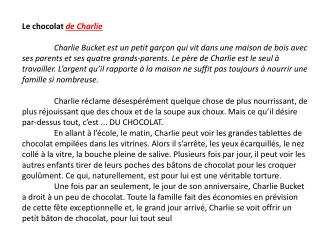 Le chocolat de Charlie