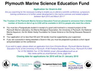 Plymouth Marine Science Education Fund