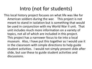 Intro (not for students)