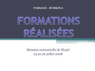 FORMATIONS RÉALISÉES