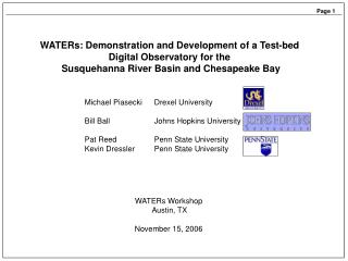 WATERs: Demonstration and Development of a Test-bed Digital Observatory for the