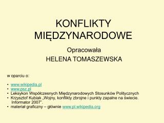 KONFLIKTY MIĘDZYNARODOWE