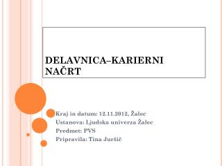 DELAVNICA–KARIERNI NAČRT