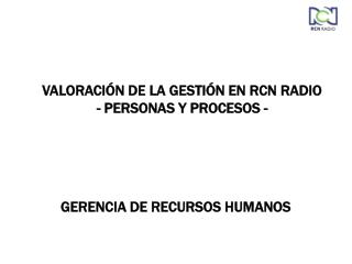 VALORACIÓN DE LA GESTIÓN EN RCN RADIO - PERSONAS Y PROCESOS -