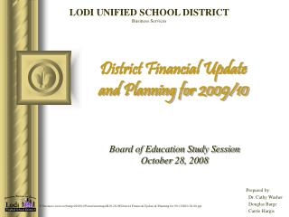 District Financial Update and Planning for 2009/10