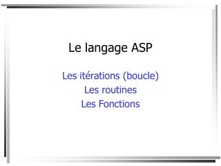 Le langage ASP