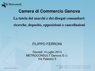 FILIPPO FERRONI Giovedì, 4 Luglio 2013 METROCONSULT Genova S.r.l . Via Palestro 5